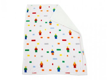 Plaid douillet motif briques et minifigurines